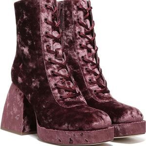 CIRCUS NY Sam Edelman Kia Velvet Boot Platform Block Heel Burgundy Size 7 New